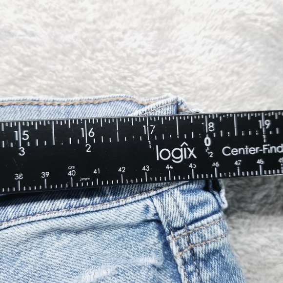 American Eagle Jeans Womens 18 Blue Highest Rise Baggy Straight Distressed - Picture 6 of 10